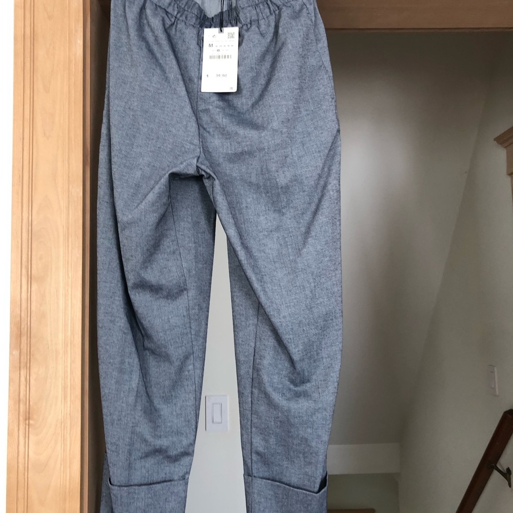 NWT ZARA CUFFED ELASTIC WAIST PANTS, M